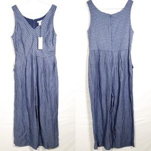 Rachel Zoe Blue Pinstripe Linen Jumpsuit